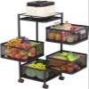 Rotatable Kitchen Trolleys with Wheels 2/3/4 Floor-Standing Multi-Layer Mobile Storage Trolley,Kitchen Carts Storage Cart for Kitchen Bathroom,Black-272763.5cm (Black 272778.5cm) view 1