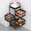 Rotatable Kitchen Trolleys with Wheels 2/3/4 Floor-Standing Multi-Layer Mobile Storage Trolley,Kitchen Carts Storage Cart for Kitchen Bathroom,Black-272763.5cm (Black 272778.5cm) view 2