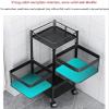 Rotatable Kitchen Trolleys with Wheels 2/3/4 Floor-Standing Multi-Layer Mobile Storage Trolley,Kitchen Carts Storage Cart for Kitchen Bathroom,Black-272763.5cm (Black 272778.5cm) view 4