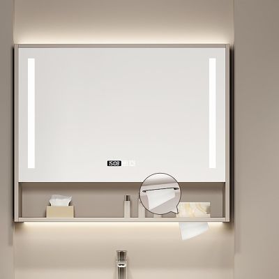 LLYLAFDC Medicine Cabinet with Mirror Storage, Wall Mirror Storage Shelf,Back Panel Moisture-Proof Design, Wall Mounted,1-Color, Defogger Wall Mounted Vanity Mirror(60 * 70cm)