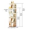 360 Rotating Bookshelf Vertical Bookshelf Tower Spinning Bookshelf Tower Bamboo Swivel Bookcase Wood Book Shelf Standing Storage Display Rack Standing Shelves,Clear,3 Tier view 2