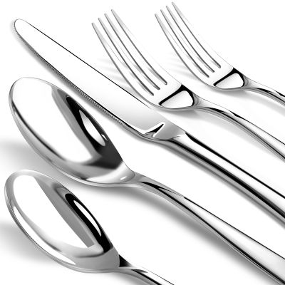 Silverware Set for 6, Heavy Duty Stainless Steel Cutlery Set Flatware Set,30 Piece Premium Silverware, Mirror Polished Modern Cutlery include Fork Knife Spoon Set,Dishwasher Safe