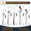 Silverware Set for 6, Heavy Duty Stainless Steel Cutlery Set Flatware Set,30 Piece Premium Silverware, Mirror Polished Modern Cutlery include Fork Knife Spoon Set,Dishwasher Safe view 2