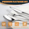 Silverware Set for 6, Heavy Duty Stainless Steel Cutlery Set Flatware Set,30 Piece Premium Silverware, Mirror Polished Modern Cutlery include Fork Knife Spoon Set,Dishwasher Safe view 3