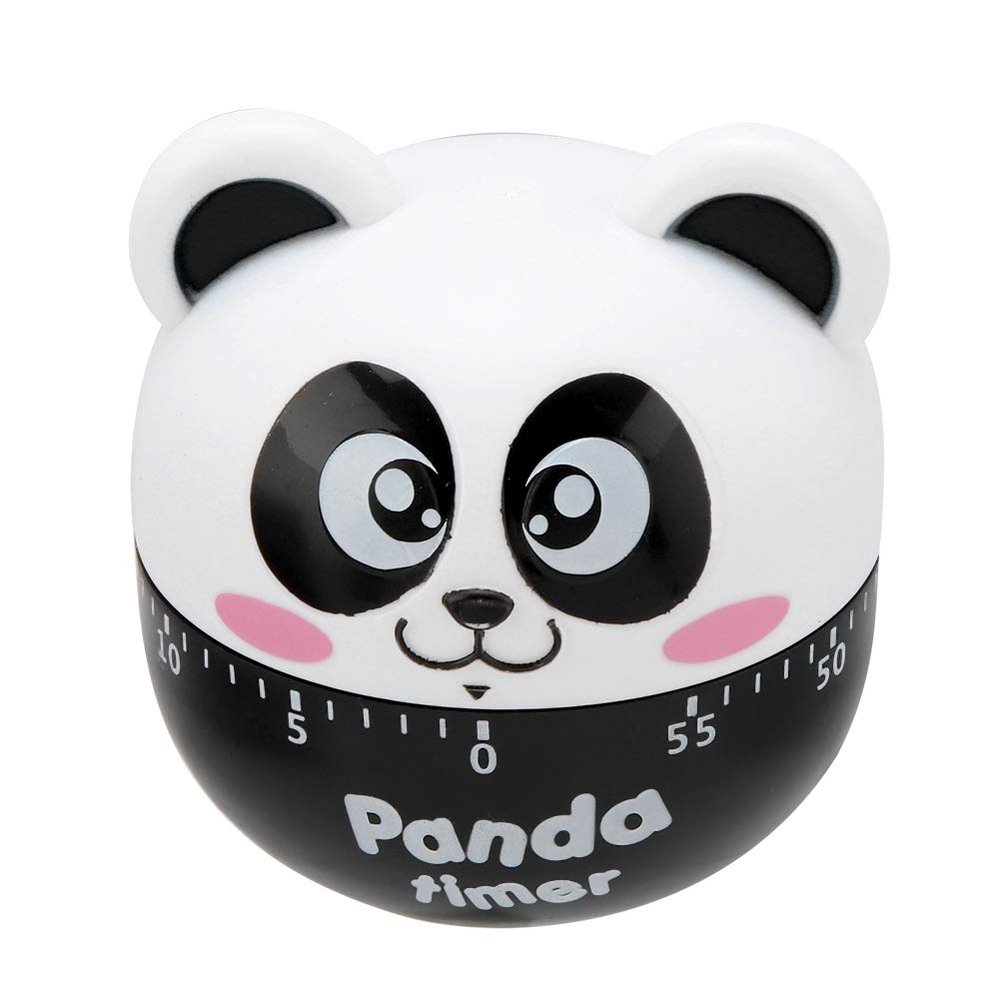 Mechanical Timer Cute Panda Shape Kitchen Timer, ABS Material Mechanical Cooking Reminder for Baking, Frying with Alarm (Black)