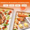 Nonstick Baking Sheet Pan Set of 2, Cookie Sheets for Oven, Extra Thick Quarter/Jelly Roll Pans Tray with Diamond Texture Pattern, Commercial Quality Baking Sheet Pan Set, Gold view 4
