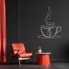 Cadeali Metal Coffee Cup Wall Art, Metal Coffee Signs Decor, Line Art Wall Decor, Cup Sign, Cafe Themed Decoration, Modern Minimalist Artwork for Kitchen, Dining Room (Silver, 24"x17"|61x43cm) view 1