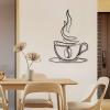 Cadeali Metal Coffee Cup Wall Art, Metal Coffee Signs Decor, Line Art Wall Decor, Cup Sign, Cafe Themed Decoration, Modern Minimalist Artwork for Kitchen, Dining Room (Silver, 24"x17"|61x43cm) view 2