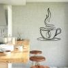 Cadeali Metal Coffee Cup Wall Art, Metal Coffee Signs Decor, Line Art Wall Decor, Cup Sign, Cafe Themed Decoration, Modern Minimalist Artwork for Kitchen, Dining Room (Silver, 24"x17"|61x43cm) view 3