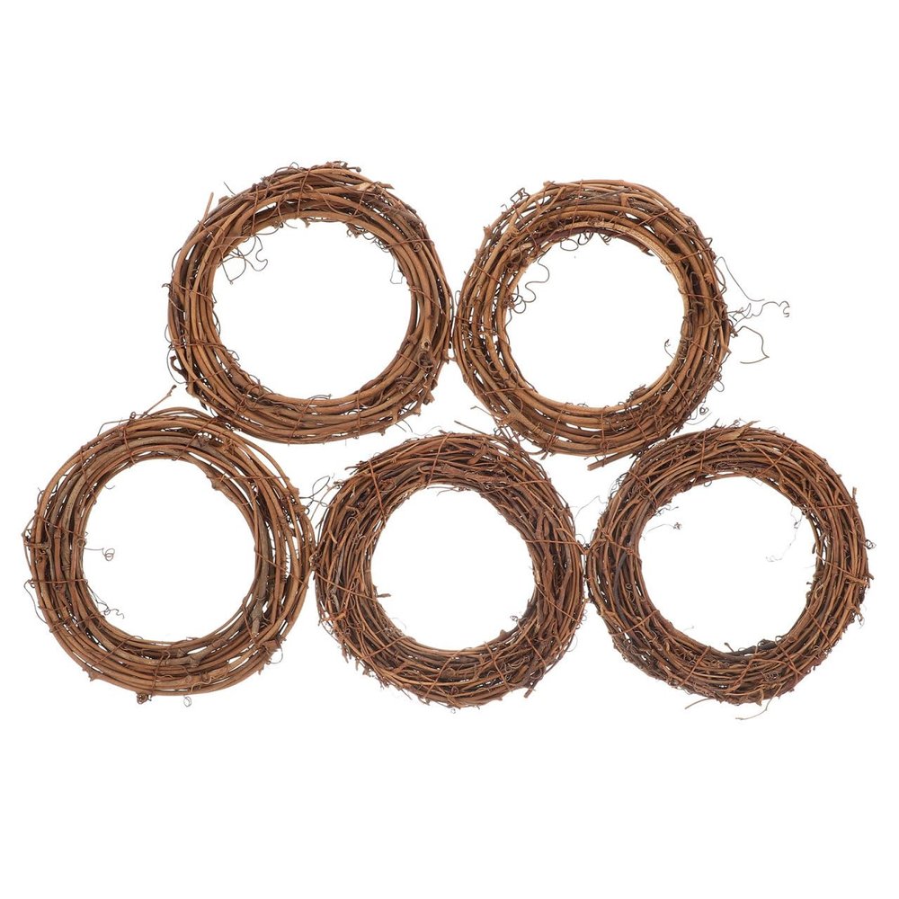 Natural Grapevine Wreaths 6 Inch, 5PCS Vine Branch Wreath Garland for DIY Christmas Craft Rattan Front Door Wall Hanging Holiday Party Decor