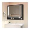 Mirror Medicine Cabinet with Three-color Lights, Modern Medicine Cabinet with Light Brightness, Color Adjustment & Anti-Fog, Bathroom Vanity, Wall mounted, for Bathroom Laundry Room Kitchen(Black,60cm view 1