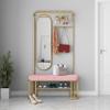 with Removable Hooks and Shoe Stand, Industrial Coat Rack Stand with Bench, Free Standing Coat Tree,with Mirror Entryway Storage Shelf, for Living Room,Hallway view 1