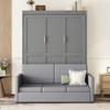 Ball & Cast Queen Size Murphy Bed Wall Bed with Sofa,can be Folded,Multifunctional Hideaway Cabinet Bed Frame,No Box Spring Needed,for Apartment,Bedroom,Guest Room,Gray view 3