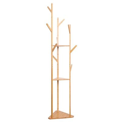 MAKEJ Natural Clothes Hanger Stand Multi-Functional Clothes Rack Coat Rack Floor Standing Clothes Hanging Shelf Clothes