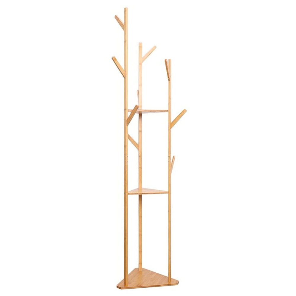 MAKEJ Natural Clothes Hanger Stand Multi-Functional Clothes Rack Coat Rack Floor Standing Clothes Hanging Shelf Clothes