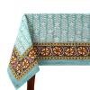 72x135 Inches Rectangle Hand Block Printed Cotton Tablecloth, Pink White Floral Table Cloths Washable, Indian Table Linen for Valentine Thanksgiving Gifts Home Decor Dinning Outdoor view 1