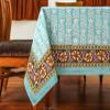 72x135 Inches Rectangle Hand Block Printed Cotton Tablecloth, Pink White Floral Table Cloths Washable, Indian Table Linen for Valentine Thanksgiving Gifts Home Decor Dinning Outdoor view 2