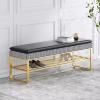 Shoe Storage Bench with Cushioned Seat, 2-Tier Shoe Rack Bench for Entryway, Bedroom, Hallway, Living Room view 2