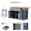 JIVOIT 53inch Kitchen Island Set with 2 Bar Stools, Kitchen Storage Cart on 5 Wheels with Drop Leaf, Power Outlet, Door Internal Storage Rack, 5 Open Side Racks, 3 Drawers, Adjustable Shelves view 3