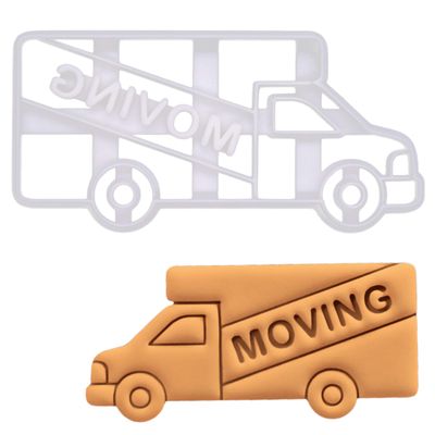 BAKERLOGY Moving Truck Cookie Cutter - Detailed Biscuit Cutter Design for Baking and Crafts, ideal on fondant, dough, clay