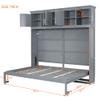 Ball & Cast Queen Size Murphy Bed Wall Cabinet Bedframe,can be Folded,Hideaway Chest with Top Storage Lockers,Wood Platform Furniture for Guest Room,Study,Office,Gray view 2