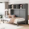 Ball & Cast Queen Size Murphy Bed Wall Cabinet Bedframe,can be Folded,Hideaway Chest with Top Storage Lockers,Wood Platform Furniture for Guest Room,Study,Office,Gray view 3
