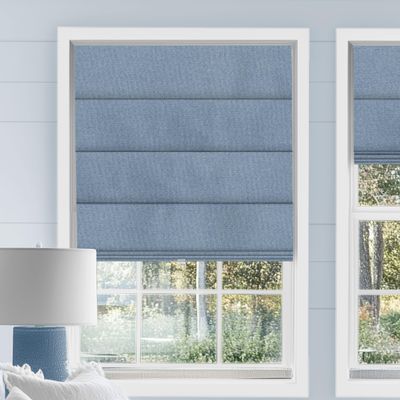 Sulugood Cordless Roman Shades for Windows Blackout Roman Blinds,Room Darkening Thermal Insulated Window Shades for Home Living Room Bedroom, Blackout Blue 29" W x 56" H