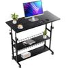 AIZ Rolling Laptop Cart with Storage for Small Spaces Portable Mobile Adjustable Computer Table on Wheels for Couch Bedrooms Black 39.4x19.7 view 1