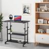 AIZ Rolling Laptop Cart with Storage for Small Spaces Portable Mobile Adjustable Computer Table on Wheels for Couch Bedrooms Black 39.4x19.7 view 2