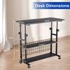 AIZ Rolling Laptop Cart with Storage for Small Spaces Portable Mobile Adjustable Computer Table on Wheels for Couch Bedrooms Black 39.4x19.7 view 3