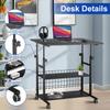 AIZ Rolling Laptop Cart with Storage for Small Spaces Portable Mobile Adjustable Computer Table on Wheels for Couch Bedrooms Black 39.4x19.7 view 4