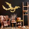 Metal Bat Wall Decor, Halloween Bat Metal Wall Decor, Flying Bats Metal Wall Art, Halloween Metal Sign, Bat Wall Art, Scary Halloween Decorations, Living Room Wall Art (Gold, 24"x13" | 60x34cm) view 1