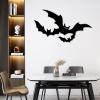 Metal Bat Wall Decor, Halloween Bat Metal Wall Decor, Flying Bats Metal Wall Art, Halloween Metal Sign, Bat Wall Art, Scary Halloween Decorations, Living Room Wall Art (Gold, 24"x13" | 60x34cm) view 2