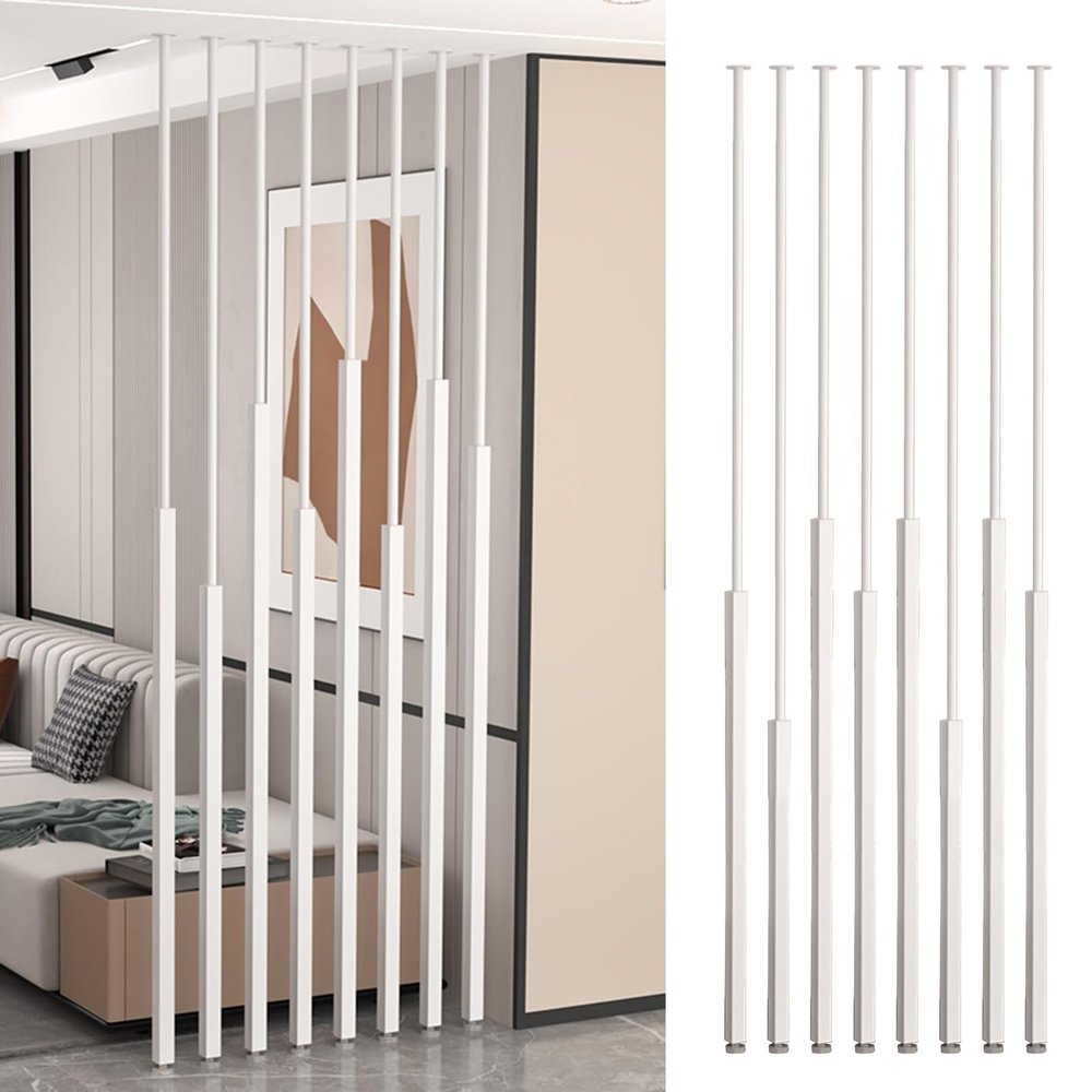 AMUFJJ 2 3 4 5 FT 6 7 Feet Room Divider Post Column, Floor to Ceiling Wall Partition Post Room Divider, 8 Pcs Screen Partition Post for Entrance/Living Rooms(215cm/84.6in/7.1ft)
