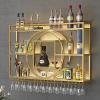 BYJSJY Wine Rack Wall Mounted, Hanging Metal Floating Wine Rack Cabinet, Large Capacity Full Metal Wine Rack with Bottle and Cup Holders, for Home Restaurant Bar Storage Rack(Gold,120x20x90CM) view 3