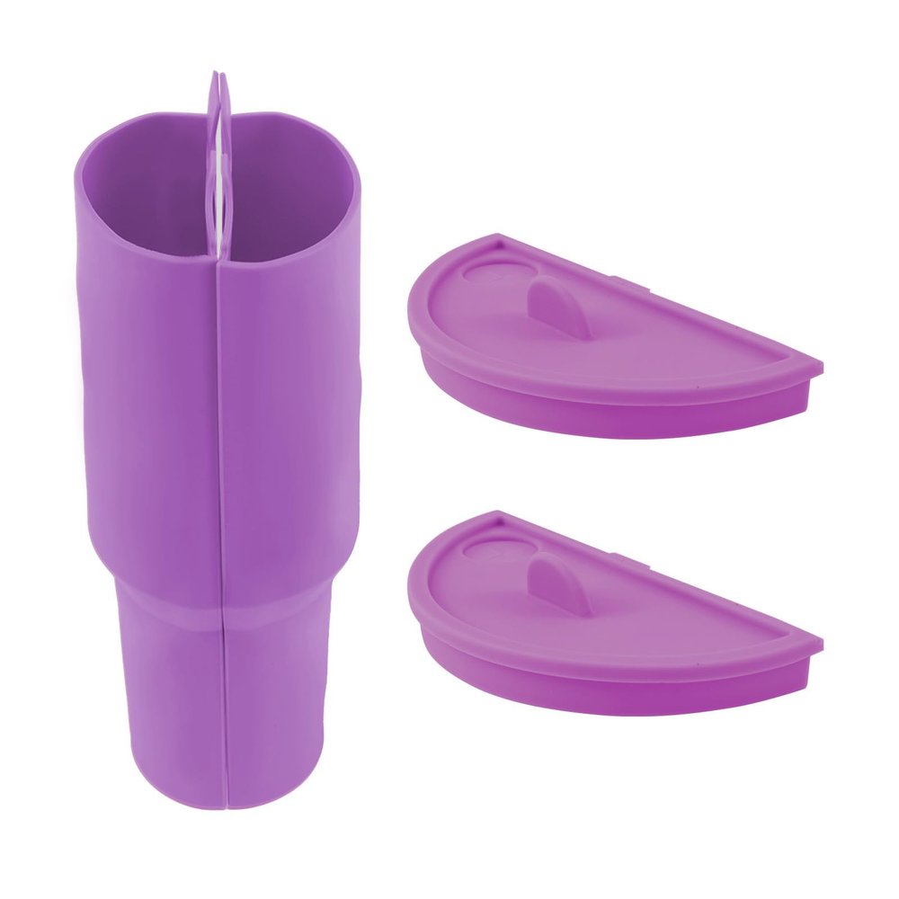 blackonvlm Divided Cup Tray, 2-in-1 Beverage Separator Silicone Liner, Food Grade Reusable Liner for Cup 40 oz, Silicone Hot Cold Double Inner Tray for Party, Leisure, Outdoor, Office (Purple)