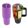 blackonvlm Divided Cup Tray, 2-in-1 Beverage Separator Silicone Liner, Food Grade Reusable Liner for Cup 40 oz, Silicone Hot Cold Double Inner Tray for Party, Leisure, Outdoor, Office (Purple) view 2