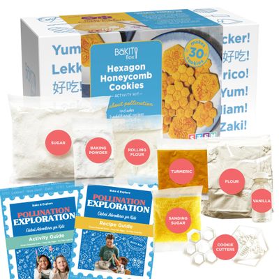 BKIT Box Hexagon Honeycomb Sugar Cookie Decorating Kit  STEM Baking Gift for Kids Ages 512, Homeschool Geometry & Bee Habitat Activities, Educational Cookie Kit for Boys & Girls