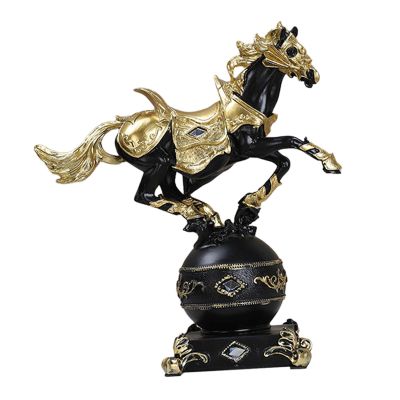 Bothyi Resin Horse Statue, Horse Figurine Statue,Gifts for Horse Lovers,Horse Statue,Home Shelf Bookshelf Resin Horse Ornament, Black and Gold, 24x27x11cm