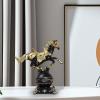 Bothyi Resin Horse Statue, Horse Figurine Statue,Gifts for Horse Lovers,Horse Statue,Home Shelf Bookshelf Resin Horse Ornament, Black and Gold, 24x27x11cm view 4