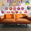 KYMY Happy Diwali Cutout Decorations, 47pcs Diwali Deepavali Diyas Party Banner Decoration, India Rangoli Hanging Cutout Cards for Diwali Festival Party Decorations for Wall, Door, Window, Ceiling view 2