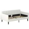 1- Elena Twin Size Ivory Boucle Upholstered Daybed, Ribbed Tufted Backrest, Daybed in Lavish Modern Design, Richly Hued Foam Comfort view 4