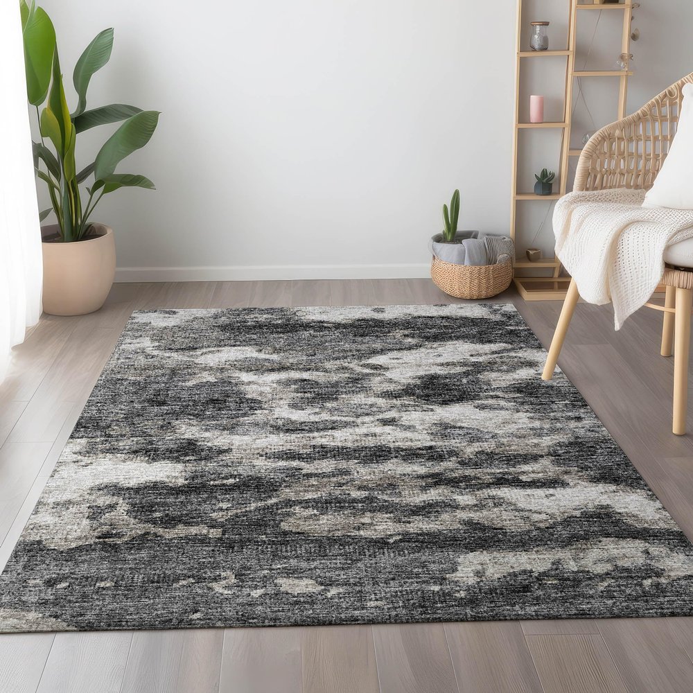 Addison Rugs Mayfield AMF71 Black 10' x 14' Indoor Premium Machine Washable Rug, Silky Soft, Easy Clean, Non Shedding, Bedroom, Living Room, Dining Room, Kitchen, Patio Rug