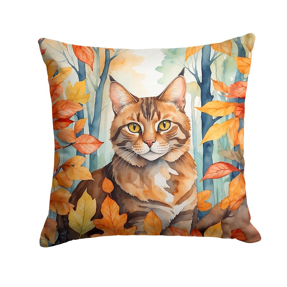 Caroline's Treasures Leaves Fall Throw Pillow, 14Hx14W, Sokoke Cat