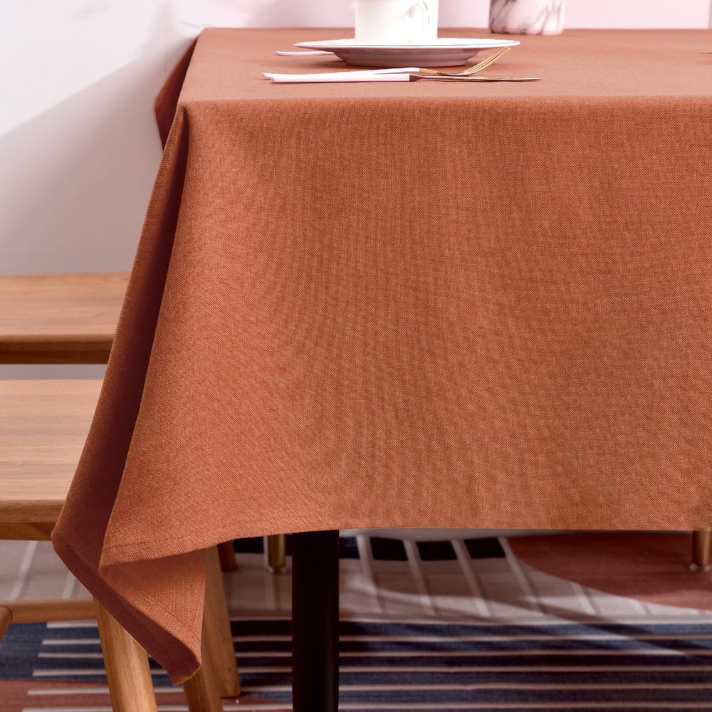 BALCONY & FALCON Table Cloth for 6ft Rectangle Tables  Waterproof, Wrinkle-Free Farmhouse Tablecloth for Dining, Kitchen, Fall Thanksgiving Holiday Gatherings (Cinnamon, 57" x 118")