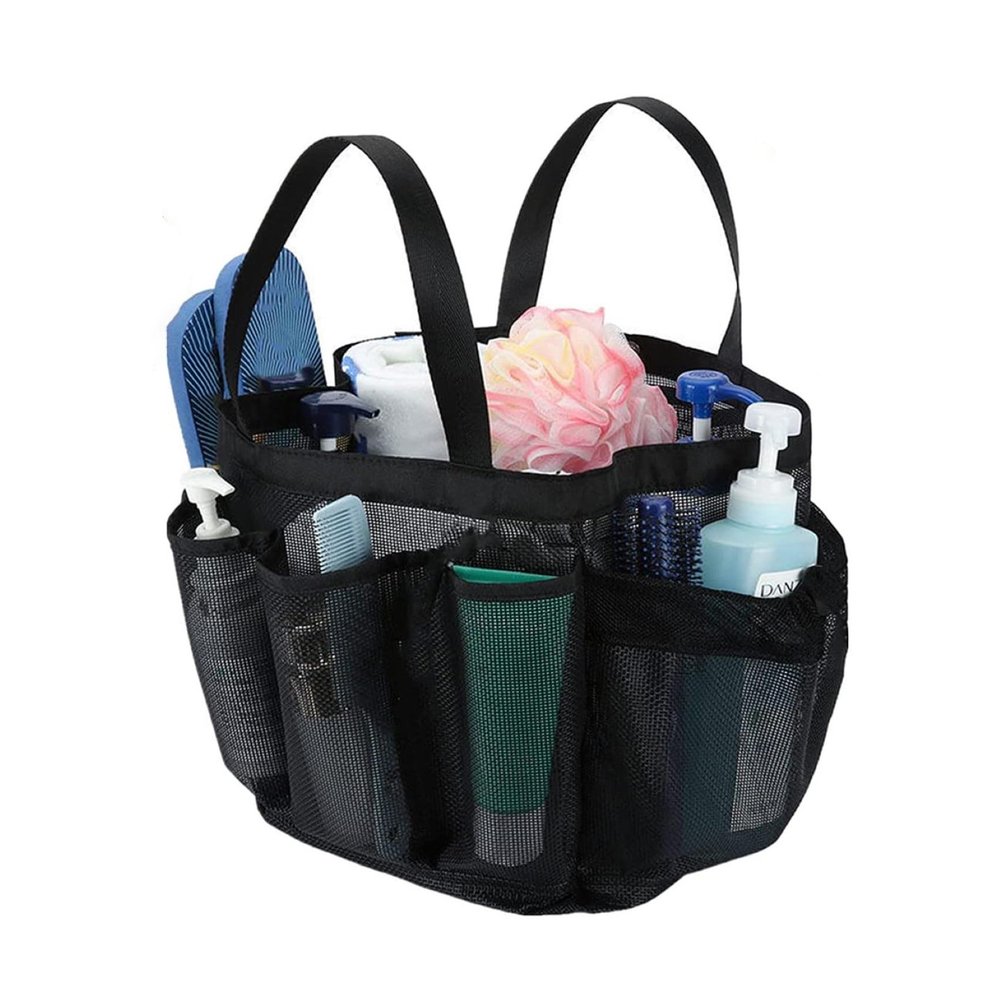 TQQEPOOL Mesh Shower Caddy Portable for College Dorm with 7-Pockets,Shower Bag for Bathroom Hanging,Essentials for Beach Gym Swim Camp Travel