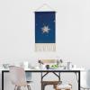 NWGHM Poster Hanger with Tassel Navy Blue And Star Wall Art Prints with Wood Frames Wall Hanging Tapestry Cotton And Linen Hanging Poster for Living Room Decor 19.6x10 Inch view 4