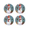 Christmas Snowman Coasters for Drinks Set of 4 Non-Slip Leather Coaster Heat Resistant Drink Coaster for Tabletop Protection Absorbent Cup Mat for Coffee Table Decor Round Shape view 1