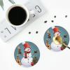 Christmas Snowman Coasters for Drinks Set of 4 Non-Slip Leather Coaster Heat Resistant Drink Coaster for Tabletop Protection Absorbent Cup Mat for Coffee Table Decor Round Shape view 4