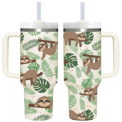 40 OZ Sloth Tumbler with Handle.Sloth Lover Cup Gift.40 OZ Unique Birthday Christmas Sloth Tumblers Gifts for Women Men.